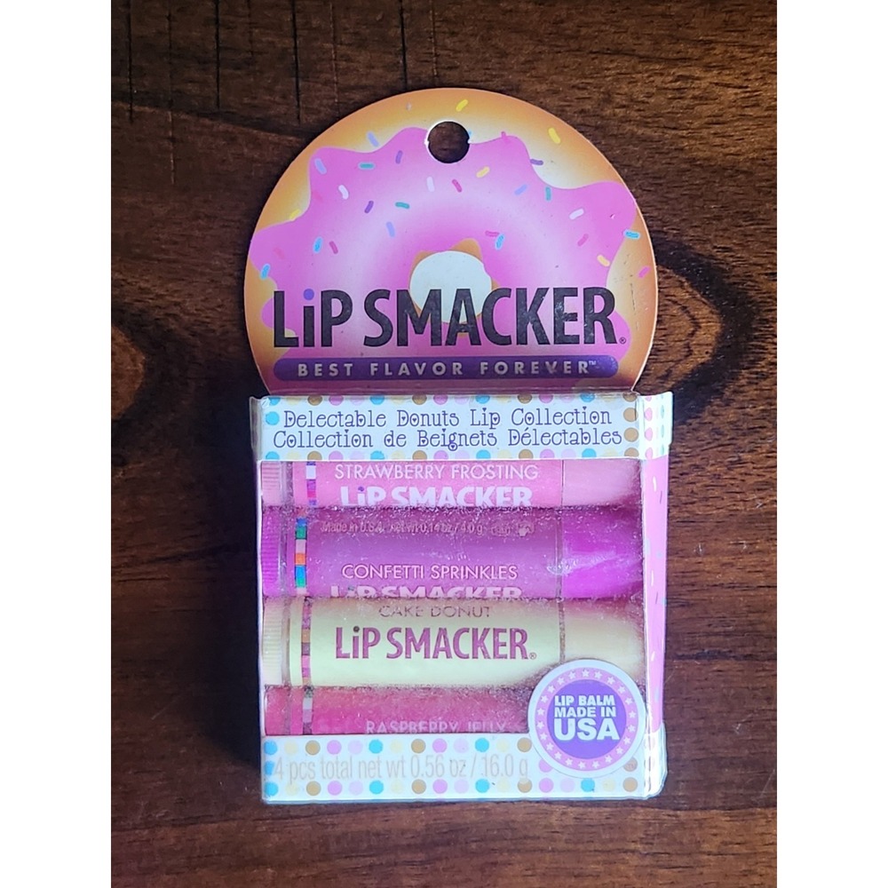 RARE Vintage Lip Smacker Delectable Donuts 4-Piece Lip Balm Set - New in Pack*